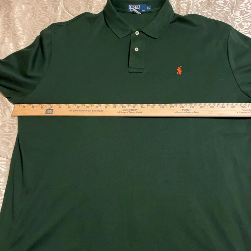 Polo Ralph Lauren Men’s Green XL Pima Soft Touch Long Sleeve Polo Orange Pony‎